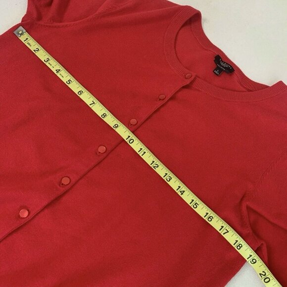 Talbots Cardigan Sweater Womens Large Petite Red Button Front 3/4 Sleeve Pima - Picture 7 of 8
